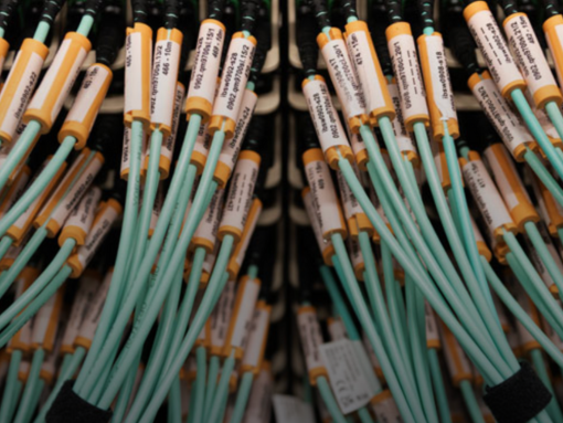 A series of green and orange wires.