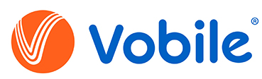 Words Vobile with an orange V as the logo for this company
