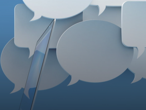 A series of clip art speech bubbles on a blue background.